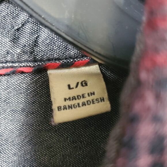 Woolrich Flannel Men’s Sz L Black Red Cotton Flannel Long Sleeves Button Shirt - Picture 4 of 15